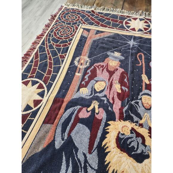 Goodwin Weavers Nativity Christmas Mary Joseph Tapestry Blanket Throw - Picture 5 of 9